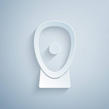 Kağıt kesikli boks antrenman patileri simgesi gri arkaplanda izole edildi. Kağıt sanatı tarzı. Vektör