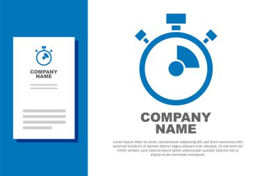 Mavi Kronometre simgesi beyaz arkaplanda izole edildi. Zaman göstergesi. Kronometre işareti. Logo tasarım şablonu elemanı. Vektör