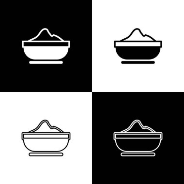 Un kase simgesini siyah beyaz arkaplanda izole et. Pişirme malzemeleri. Sağlıklı organik yiyecekler. Mutfak gereçleri kupası. Hamur yemeği. Vektör