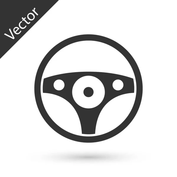 Grijze Stuurwiel Pictogram Geïsoleerd Witte Achtergrond Autowiel Icoon Vector — Stockvector