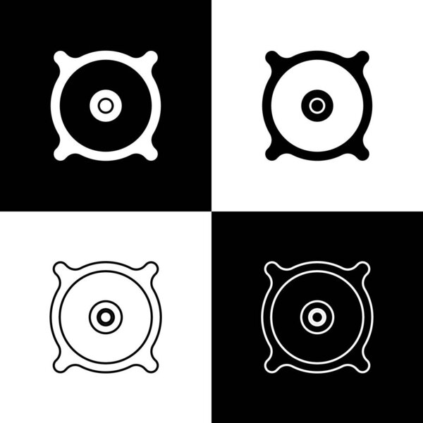 Set Car audio speaker icon isolated on black and white background.  Vector