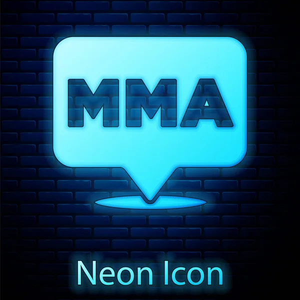 Glowing neon Fight club MMA icon isolated on brick wall background. Mixed martial arts.  Vector