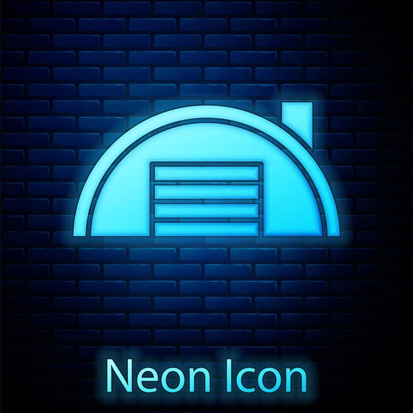 Иконка Светящегося Неонового Склада Изолирована Фоне Кирпичной Стены Вектор — стоковый вектор