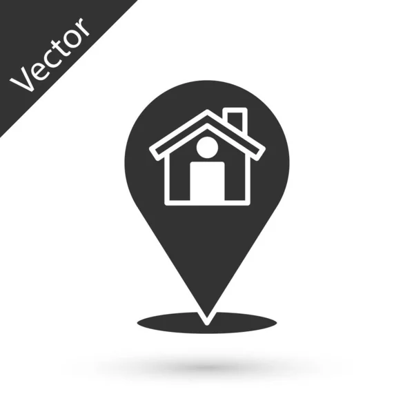 Puntero Mapa Gris Con Icono Casa Aislado Sobre Fondo Blanco — Vector de stock