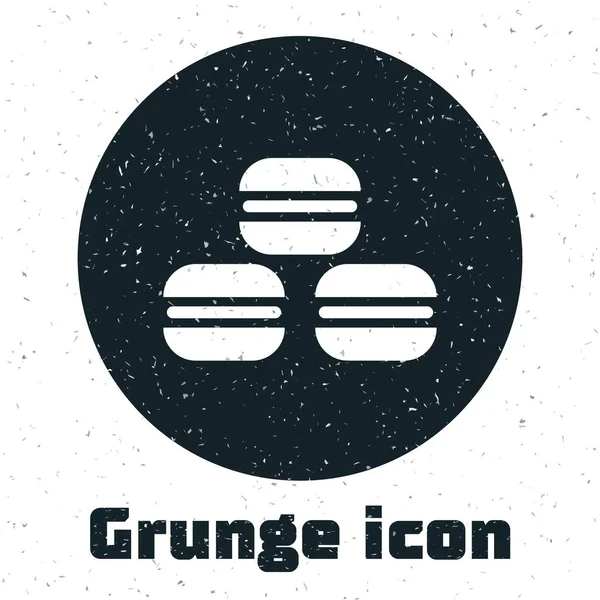 Grunge Macaron Cookie Symbol Isoliert Auf Weißem Hintergrund Süße Makronenbäckerei — Stockvektor