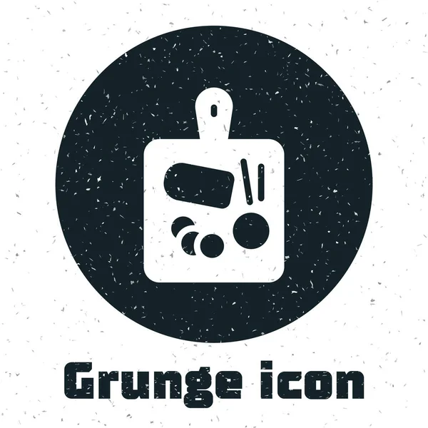 Grunge Cutting Board Icoon Geïsoleerd Witte Achtergrond Het Symbool Van — Stockvector