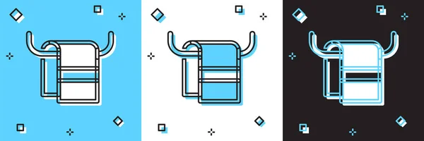 Set Serviette Sur Une Icône Cintre Isolé Sur Fond Bleu — Image vectorielle