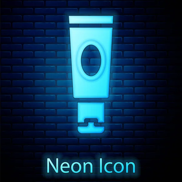 Crema Neón Brillante Loción Icono Tubo Cosmético Aislado Fondo Pared — Vector de stock