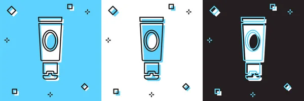 Set Icône Tube Cosmétique Crème Lotion Isolé Sur Fond Bleu — Image vectorielle