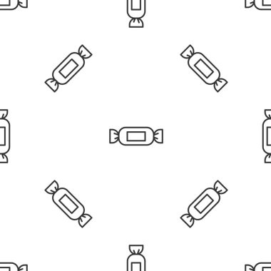 Gri çizgi Candy simgesi beyaz arka planda kusursuz desen izole etti. Vektör