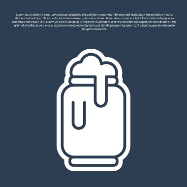 Mavi çizgi bira kutusu ve mavi arkaplanda da köpük simgesi var. Vektör