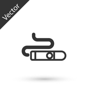 Beyaz arka planda gri çizgi sigara ikonu izole edildi. Vektör