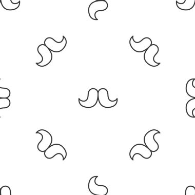 Gri çizgi bıyık ikonu beyaz arka planda kusursuz desen izole etti. Berber dükkanı sembolü. Yüz kılı stili. Vektör