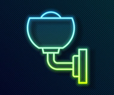 Parlak neon çizgili lamba ya da siyah arkaplanda izole edilmiş lamba simgesi. Duvar lambası ışığı. Vektör