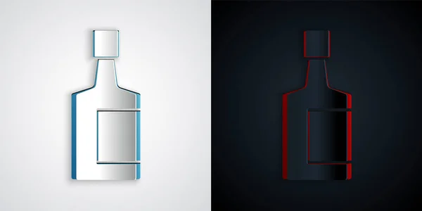 Tequila Flaschensymbol Aus Papier Isoliert Auf Grauem Und Schwarzem Hintergrund — Stockvektor