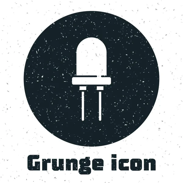 Grunge Light Излучающий Диод Значок Изолирован Белом Фоне Полупроводниковый Диодный — стоковый вектор