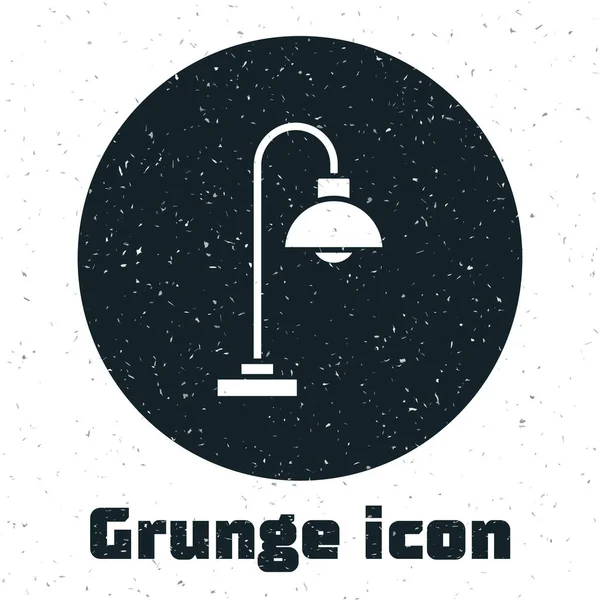 Grunge Stehlampe Symbol Isoliert Auf Weißem Hintergrund Monochrome Vintage Zeichnung — Stockvektor