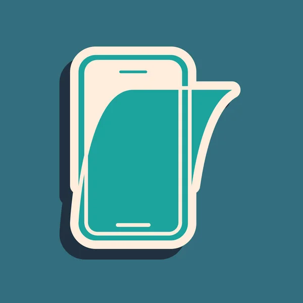 Protezione Schermo Vetro Verde Icona Smartphone Isolata Sfondo Verde Pellicola — Vettoriale Stock