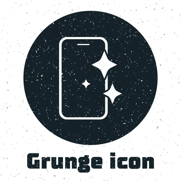 Grunge Üveg Képernyő Védő Okostelefon Ikon Elszigetelt Fehér Alapon Védőfólia — Stock Vector