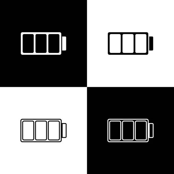 Réglez Icône Indicateur Niveau Charge Batterie Isolé Sur Fond Noir — Image vectorielle