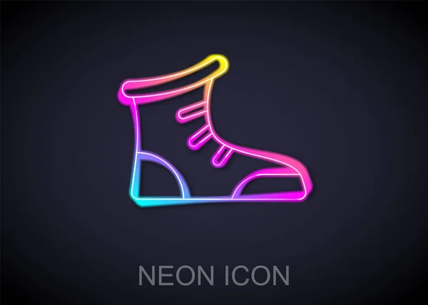 Gloeiende Neon Lijn Sport Boksschoenen Pictogram Geïsoleerd Zwarte Achtergrond Worstelschoenen — Stockvector