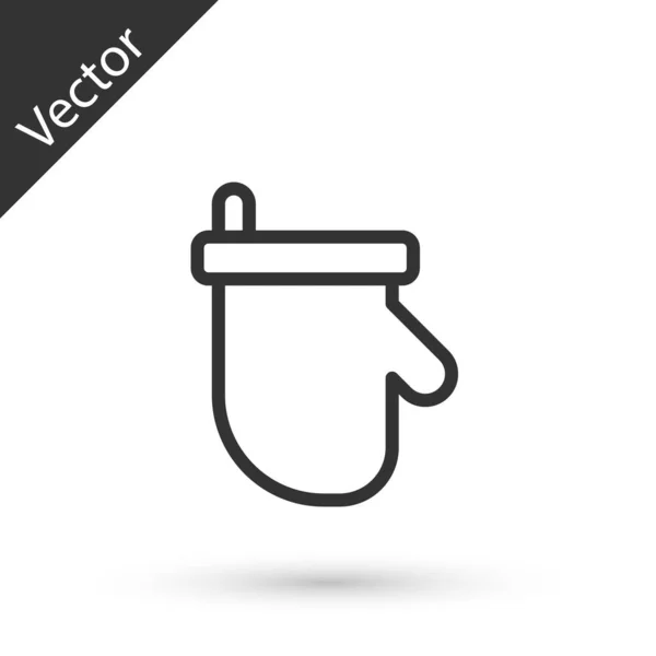 Línea Gris Sauna Mitones Icono Aislado Sobre Fondo Blanco Manopla — Vector de stock