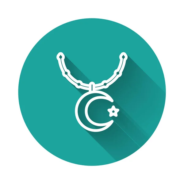 Ligne Blanche Étoile Croissant Sur Chaîne Symbole Icône Islam Isolé — Image vectorielle
