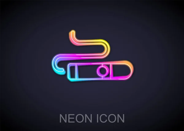 Glowing Neon Line Cigar Icon Isolated Black Background Vector — Stock Vector