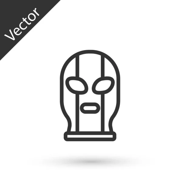 Grey Line Mexican Wrestler Icon Isolated White Background Vector — Stock Vector