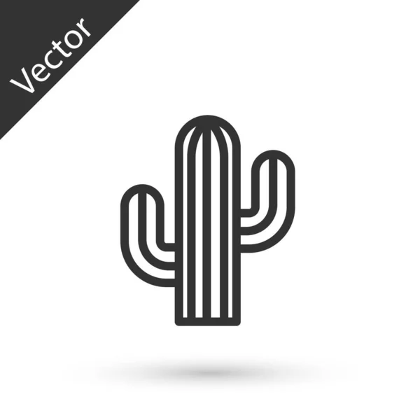 Grey Line Cactus Icon Isolated White Background Vector — Stock Vector
