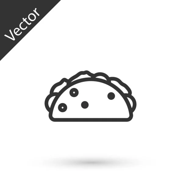 Graue Linie Taco Mit Tortilla Symbol Isoliert Auf Weißem Hintergrund — Stockvektor