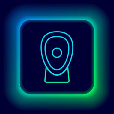 Parlayan neon hattı boks eğitim patileri simgesi siyah arkaplanda izole edildi. Renkli taslak konsepti. Vektör