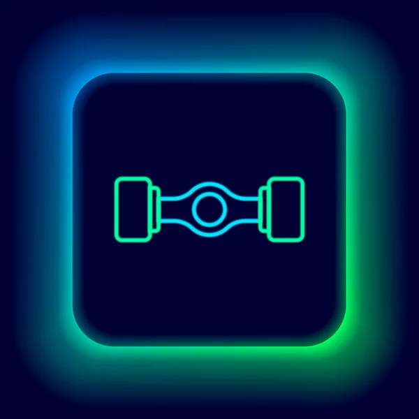 Gloeiende Neon Lijn Chassis Auto Pictogram Geïsoleerd Zwarte Achtergrond Kleurrijk — Stockvector