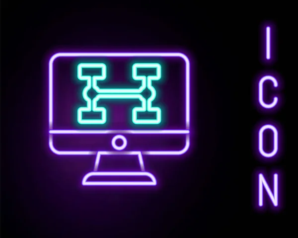 Gloeiende Neon Lijn Hardware Diagnostiek Conditie Van Auto Pictogram Geïsoleerd — Stockvector