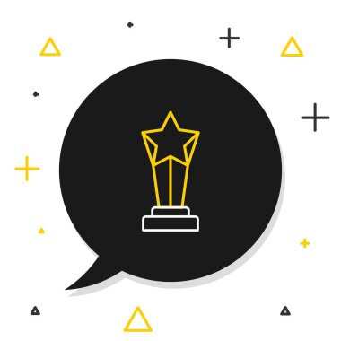 Beyaz arkaplanda çizgi ödülü ikonu izole edildi. Galibiyet ödülü sembolü. Şampiyonluk ya da yarışma kupası. Spor başarısı işareti. Renkli taslak konsepti. Vektör