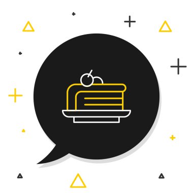 Beyaz arkaplanda izole edilmiş bir pasta simgesi parçası. Doğum günün kutlu olsun. Renkli taslak konsepti. Vektör