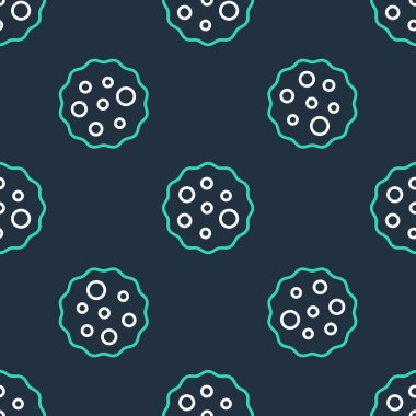 Çizgili Kurabiye ya da çikolata ikonlu bisküvi siyah arka planda izole edilmiş pürüzsüz desen. Vektör