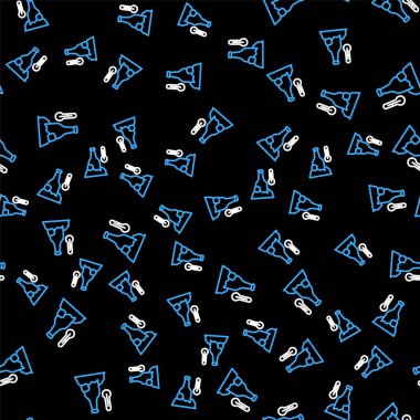 Soğuk bira şişesi simgesi siyah arka planda izole edilmiş. Vektör