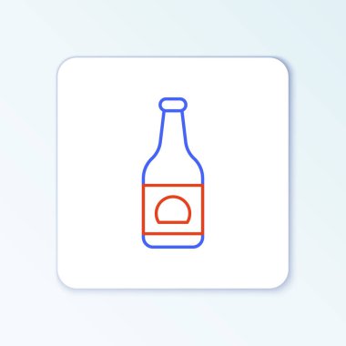 Çizgi bira şişesi simgesi beyaz arkaplanda izole edildi. Renkli taslak konsepti. Vektör