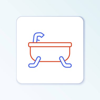 Küvet çizgisi simgesi beyaz arkaplanda izole edildi. Renkli taslak konsepti. Vektör