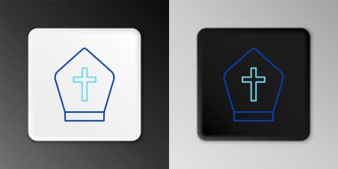 Pope hat şapka simgesi gri arkaplanda izole edildi. Hristiyan şapkası işareti. Renkli taslak konsepti. Vektör