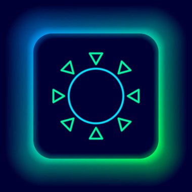 Parlayan neon çizgi simgesi siyah arkaplanda izole edildi. Yaz sembolü. Güneşli bir gün. Renkli taslak konsepti. Vektör