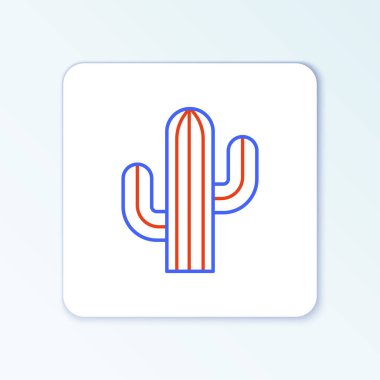 Kaktüs çizgi simgesi beyaz arkaplanda izole edildi. Renkli taslak konsepti. Vektör