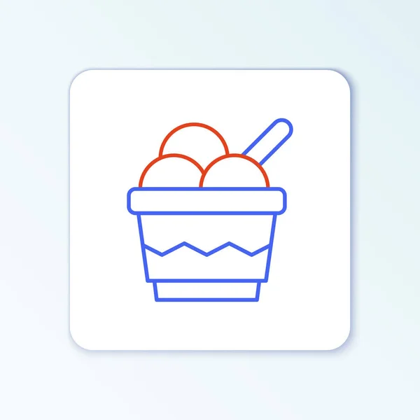 Línea Helado Icono Del Tazón Aislado Sobre Fondo Blanco Dulce — Vector de stock