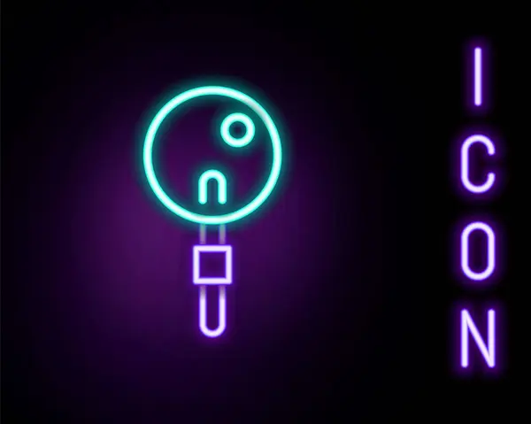 Gloeiende Neon Lijn Lollipop Pictogram Geïsoleerd Zwarte Achtergrond Eten Heerlijk — Stockvector