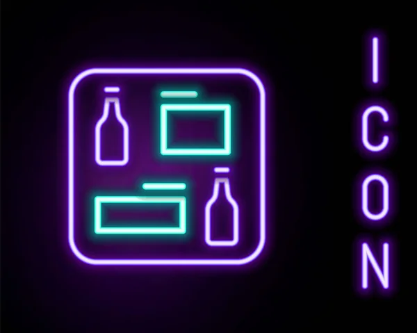 Leuchtendes Neonliniges Bier Menü Symbol Isoliert Auf Schwarzem Hintergrund Bierrestaurant — Stockvektor