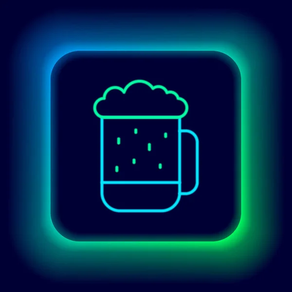 배경에서 Glowing Neon Line Wooden Beer Mug Icon Vector — 스톡 벡터