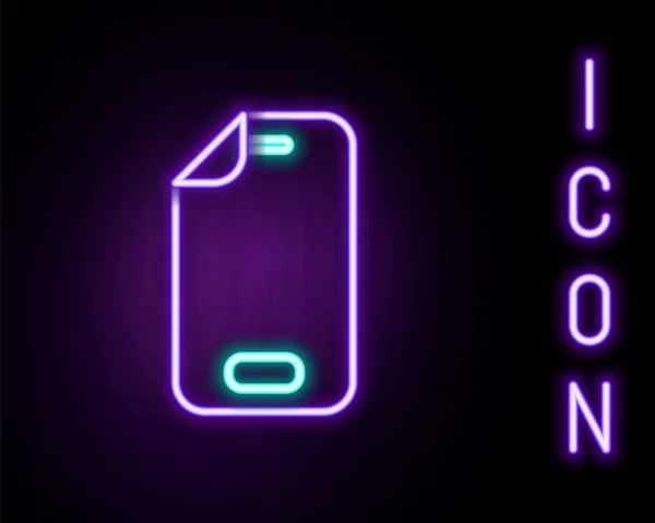 Lumineux Néon Ligne Protecteur Écran Verre Pour Icône Smartphone Isolé — Image vectorielle