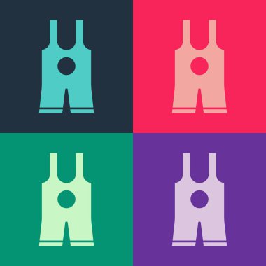 Pop Art Güreş tekli renkli arka planda izole edilmiş. Güreş üçlüsü. Vektör