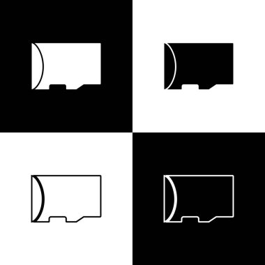 Mikro SD hafıza kartı simgesini siyah ve beyaz arkaplanda izole et. Vektör